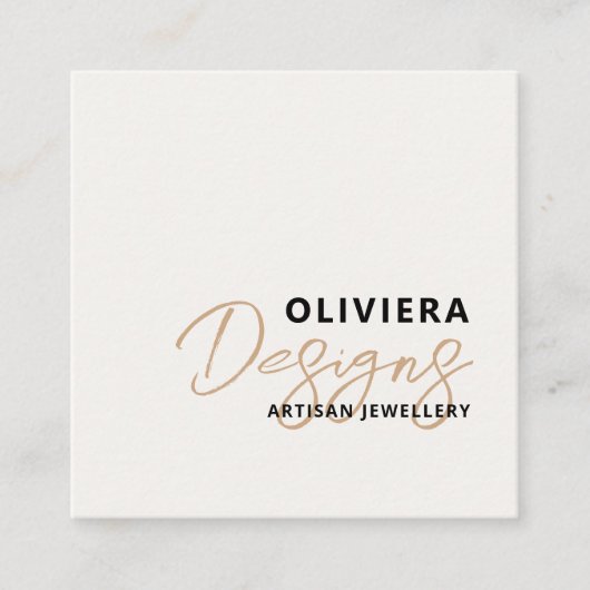 Modern Elegant Cream + Geel Script QR-code Vierkante Visitekaartje (Voorkant)