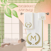 Modern Elegant Cream Gold Chic Monogramed Bad Handdoek