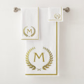 Modern Elegant Cream Gold Chic Monogramed Bad Handdoek (Insitu)
