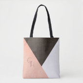 Modern Elegant Cream Leather Initialen Tote Bag (Voorkant)