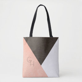 Modern Elegant Cream Leather Initialen Tote Bag