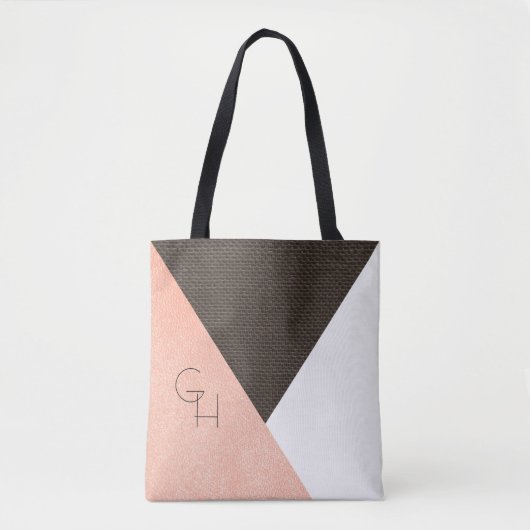 Modern Elegant Cream Leather Initialen Tote Bag (Voorkant)