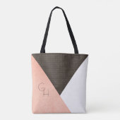 Modern Elegant Cream Leather Initialen Tote Bag (Achterkant)