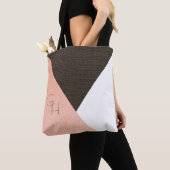 Modern Elegant Cream Leather Initialen Tote Bag (Dichtbij)