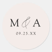 Modern Elegant Cream Monogram Weddenschap Ronde Sticker (Voorkant)