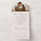 Modern Elegant Cream Photo Wedding All In One Uitnodiging (Binnen)