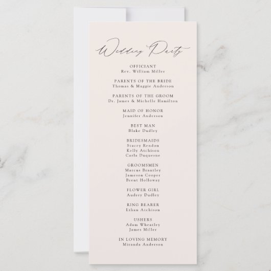 Modern Elegant Cream Trouwprogramma (Achterkant)