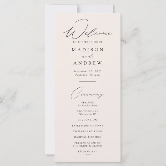 Modern Elegant Cream Trouwprogramma (Voorkant)