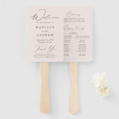 Modern Elegant Cream Trouwprogramma Handwaaier (Voorkant en achterkant)