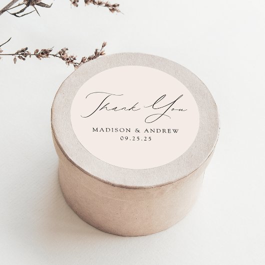 Modern Elegant Cream Wedding Bedankt Ronde Sticker