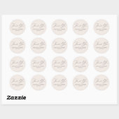 Modern Elegant Cream Wedding Bedankt Ronde Sticker (Vel)