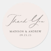 Modern Elegant Cream Wedding Bedankt Ronde Sticker (Voorkant)