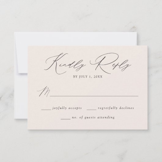 Modern Elegant Cream Wedding RSVP Kaartje (Voorkant)