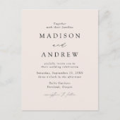 Modern Elegant Cream Wedding Uitnodiging Briefkaart (Voorkant)