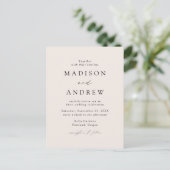 Modern Elegant Cream Wedding Uitnodiging Briefkaart (Staand voorkant)