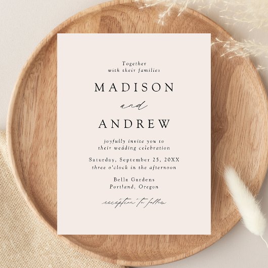 Modern Elegant Cream Wedding Uitnodiging Briefkaart