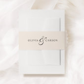 Modern Elegant Cream Zwart Custom Monogram Bruilof Uitnodigingen Wikkel