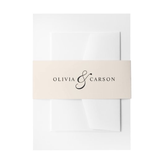 Modern Elegant Cream Zwart Custom Monogram Bruilof Uitnodigingen Wikkel (Voorkant Voorbeeld)