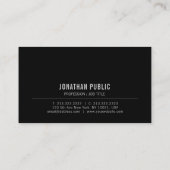 Modern Elegant Creatief Zwart Wit Plain Visitekaartje (Achterkant)