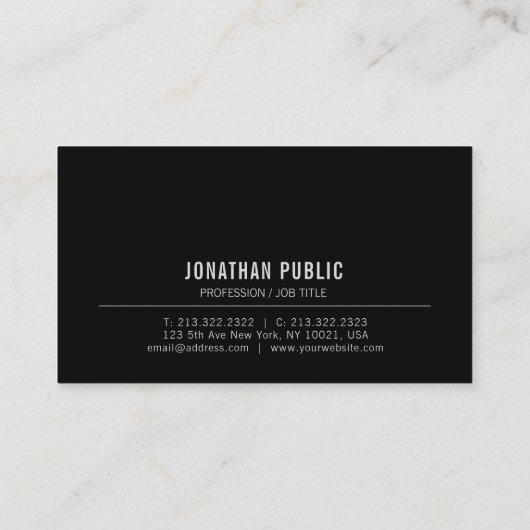 Modern Elegant Creatief Zwart Wit Plain Visitekaartje (Achterkant)