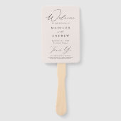 Modern Elegant Crème Trouwprogramma Handwaaier (Voorkant)