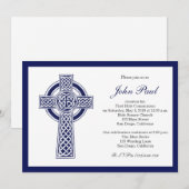 Modern Elegant Cross-Communique Invitation for Boy Kaart (Voorkant / Achterkant)