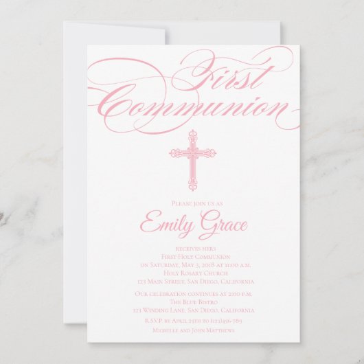 Modern Elegant Cross Community Invite for Girls Kaart (Voorkant)
