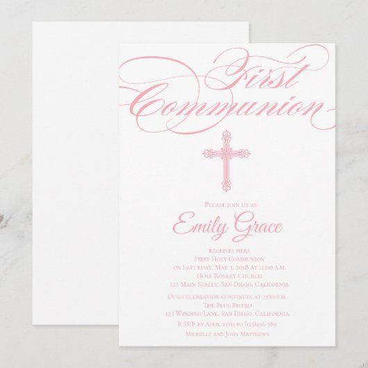 Modern Elegant Cross Community Invite for Girls Kaart (Voorkant / Achterkant)