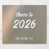 Modern Elegant Custom Brushed Metal New Years Sparkling Wijnetiket (Enkel label)