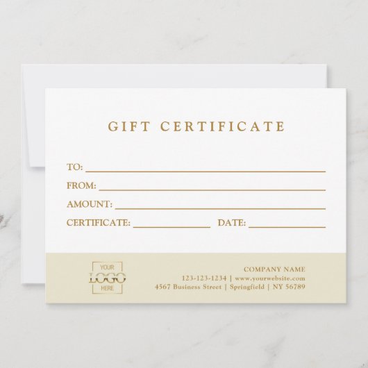 Modern Elegant Custom Business Gift Certificate (Voorkant)