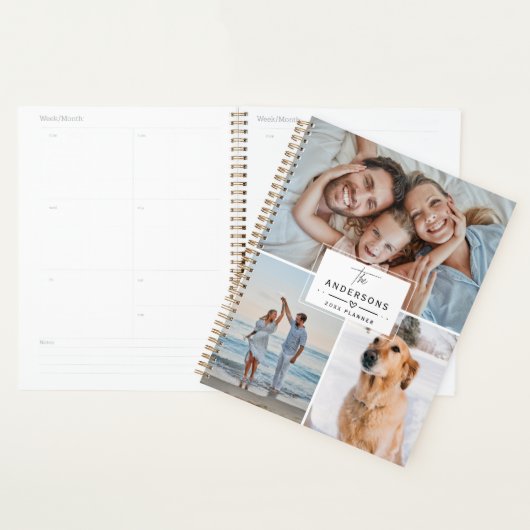 Modern Elegant Custom Family 4 Photo Collage 2026 Planner (Display)
