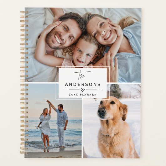 Modern Elegant Custom Family 4 Photo Collage 2026 Planner (Voorkant)