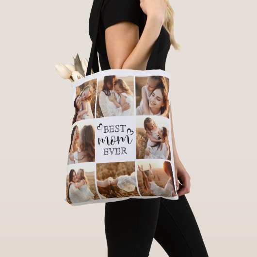 Modern Elegant Custom Family Photo Gift for Mom Tote Bag (Dichtbij)