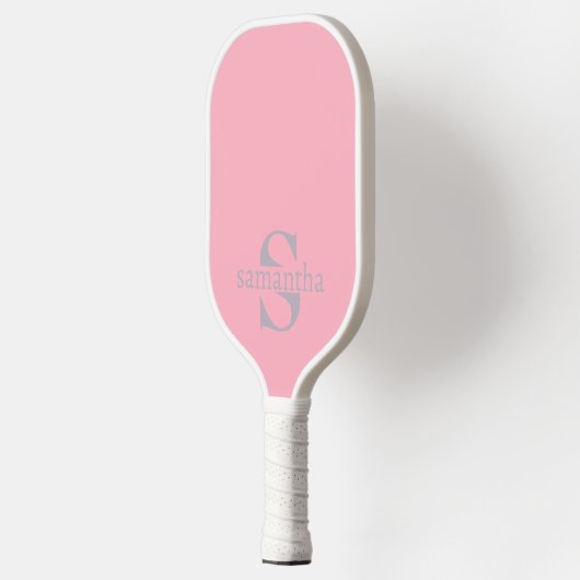 Modern Elegant Custom Initiaal Naam Roze Pickleball Paddle (Links)