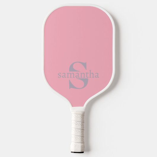 Modern Elegant Custom Initiaal Naam Roze Pickleball Paddle (Achterkant)