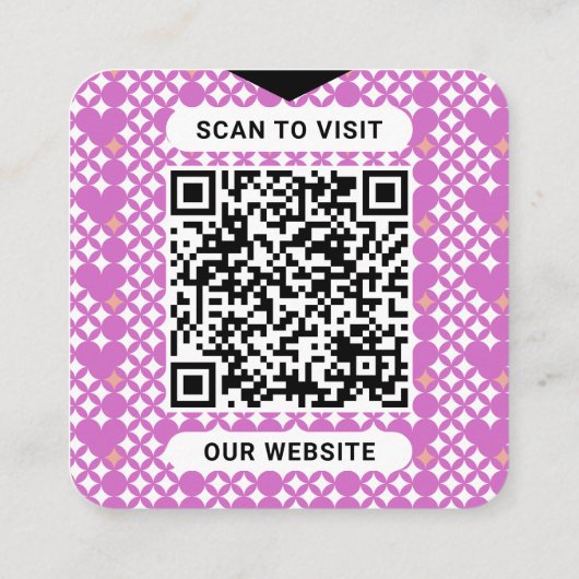 Modern Elegant Custom Logo QR Code Orchidee Square Vierkante Visitekaartje (Achterkant)