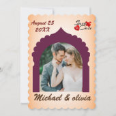 Modern Elegant Custom Photo Save the Date Kaart (Voorkant)