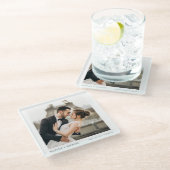 Modern Elegant Custom Wedding Photo Glazen Onderzetter (Schuin)