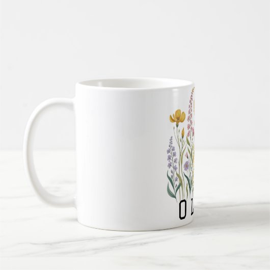Modern elegant cute girly simple wildflowers  koffiemok (Links)