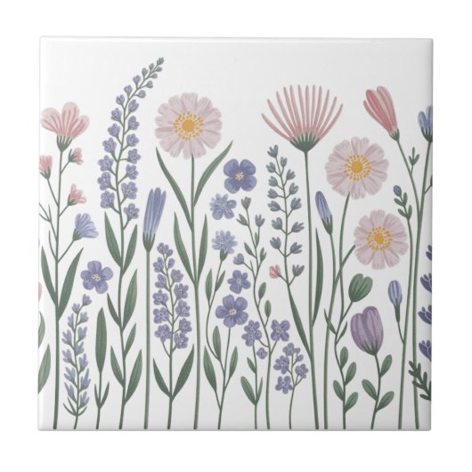 Modern elegant cute girly simple wildflowers  tegeltje (Voorkant)