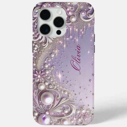 Modern elegant cute purple pearls Valentine’s Day Case-Mate iPhone Case (Achterkant)