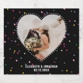 Modern Elegant Cute Whimsical Heart Photo Wedding Likeurfles Etiket (Enkel label)