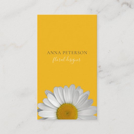 Modern Elegant Daisy Flower on Yellow Black Visitekaartje (Voorkant)