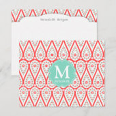 Modern Elegant Damask Coral Paisley Personalized Kaart (Voorkant / Achterkant)