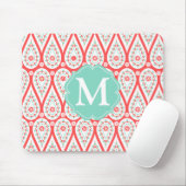 Modern Elegant Damask Coral Paisley Personalized Muismat (Met muis)