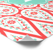 Modern Elegant Damask Coral Paisley Personalized Poster (Hoek)