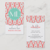 Modern Elegant Damask Coral Paisley Personalized Visitekaartje (Voorkant / Achterkant)