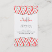 Modern Elegant Damask Coral Paisley Personalized Visitekaartje (Achterkant)