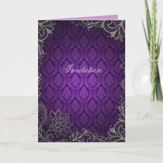 modern elegant damask paarse bruiloft (Voorkant)