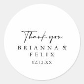 Modern Elegant Dank u Trouwgunst Ronde Sticker (Voorkant)